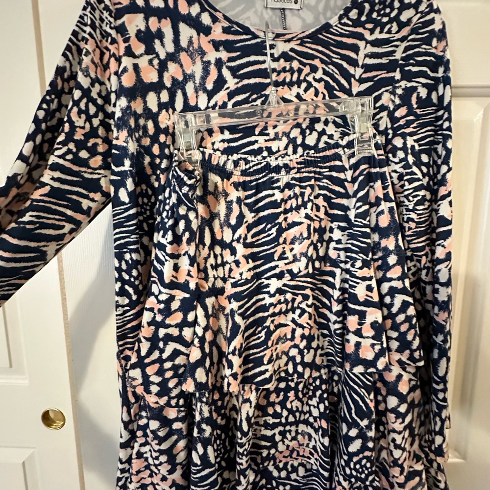 NUGGLES 2pc ruffled tiered skirt / shirt  - Blue and Pink women’s size M